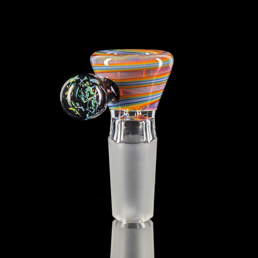 Spiral Restriction Slide w/ Dichro Marble 14mm by Empirical Glass Purple