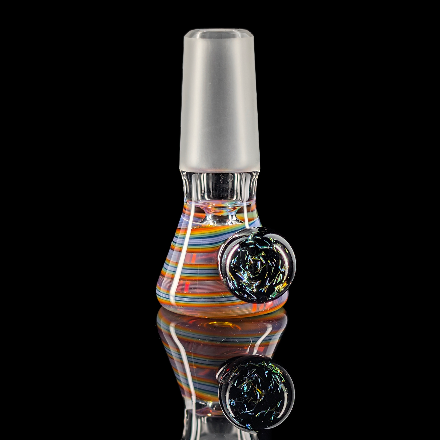 Spiral Restriction Slide w/ Dichro Marble 14mm by Empirical Glass Purple