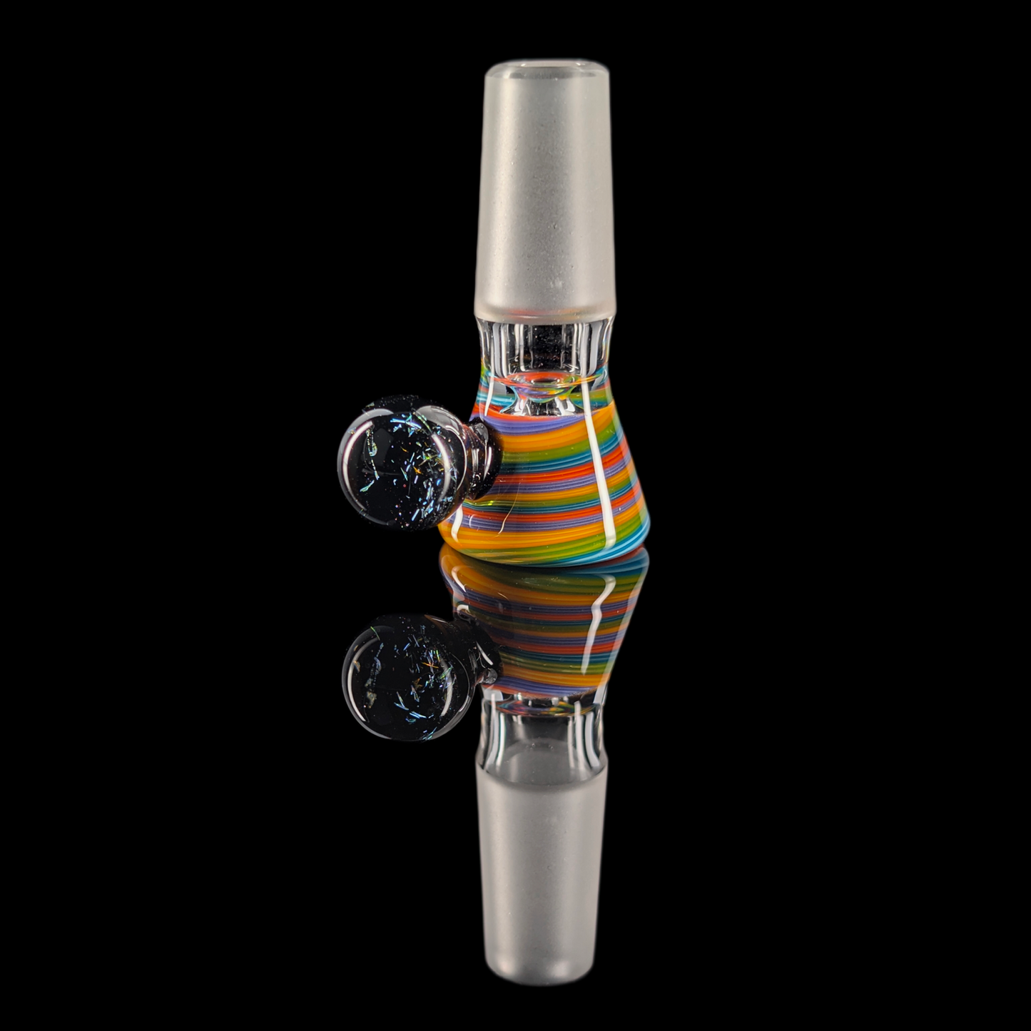 Spiral Restriction Slide w/ Dichro Marble 14mm by Empirical Glass Orange