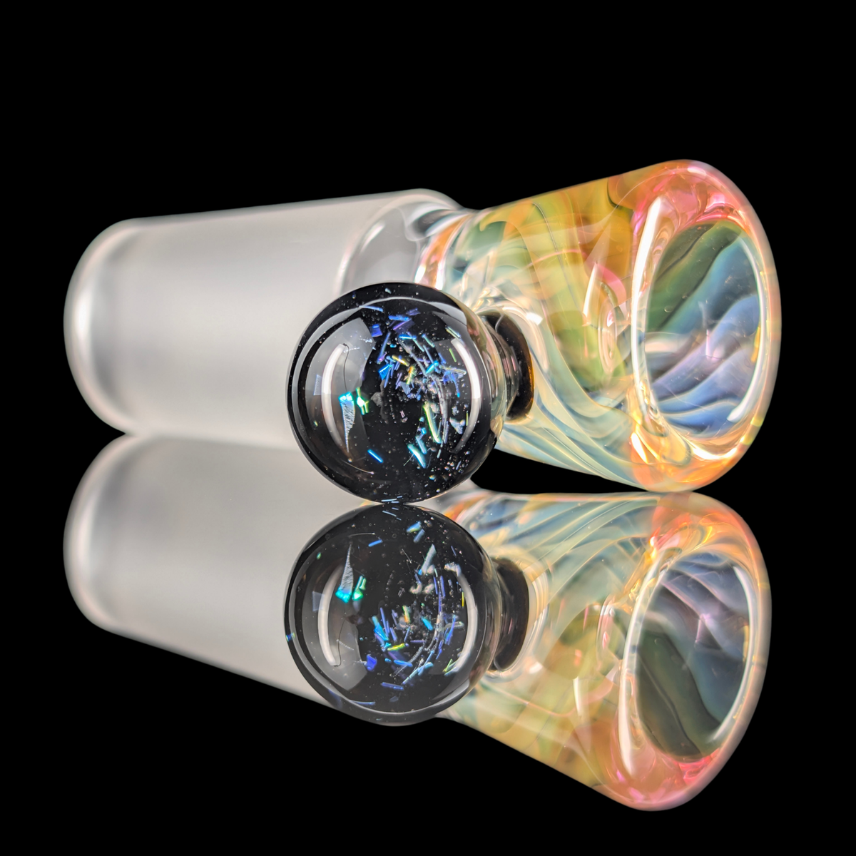 Linework Restriction Slide w/ Dichro Marble 18mm by Empirical Glass
