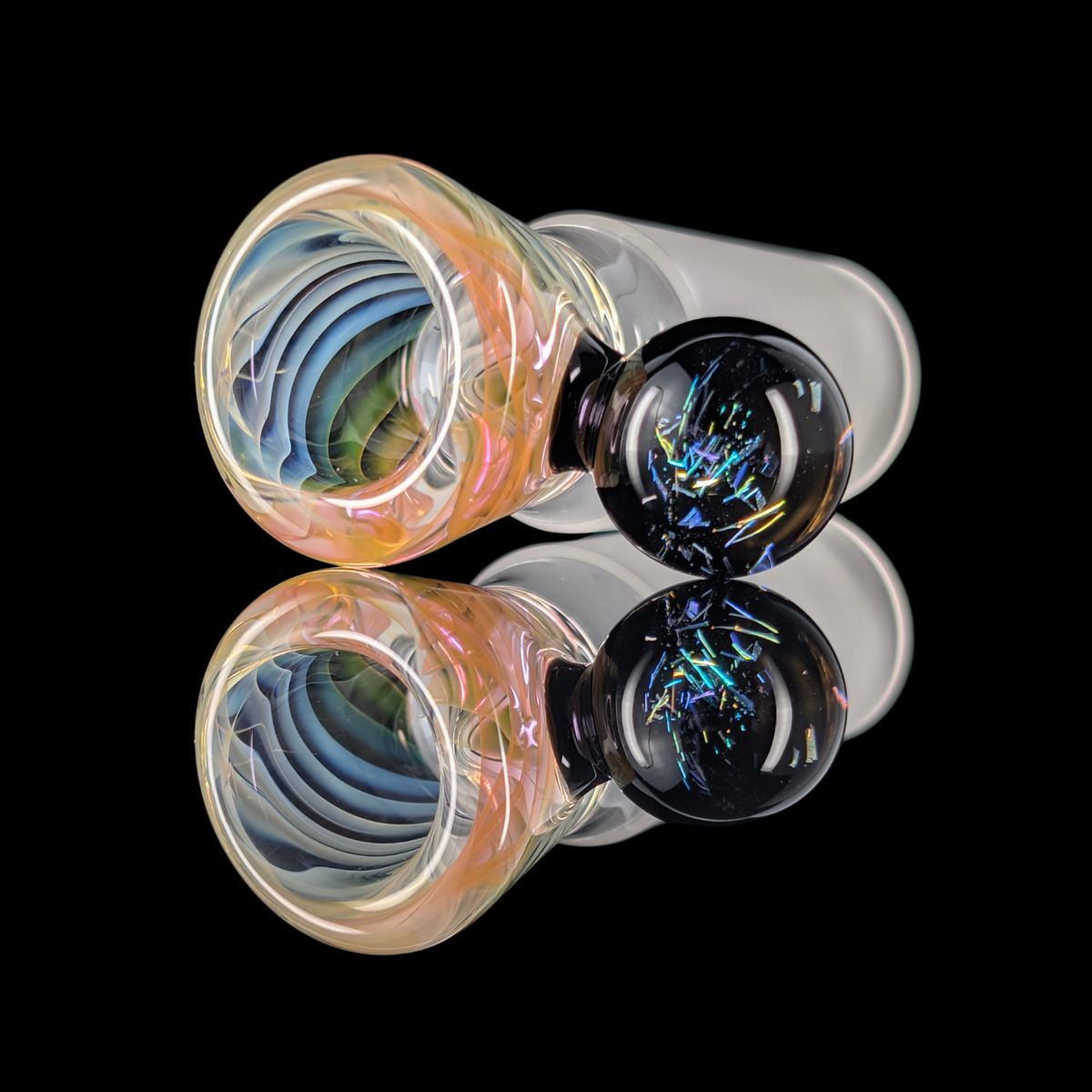 Linework Restriction Slide w/ Dichro Marble 18mm by Empirical Glass