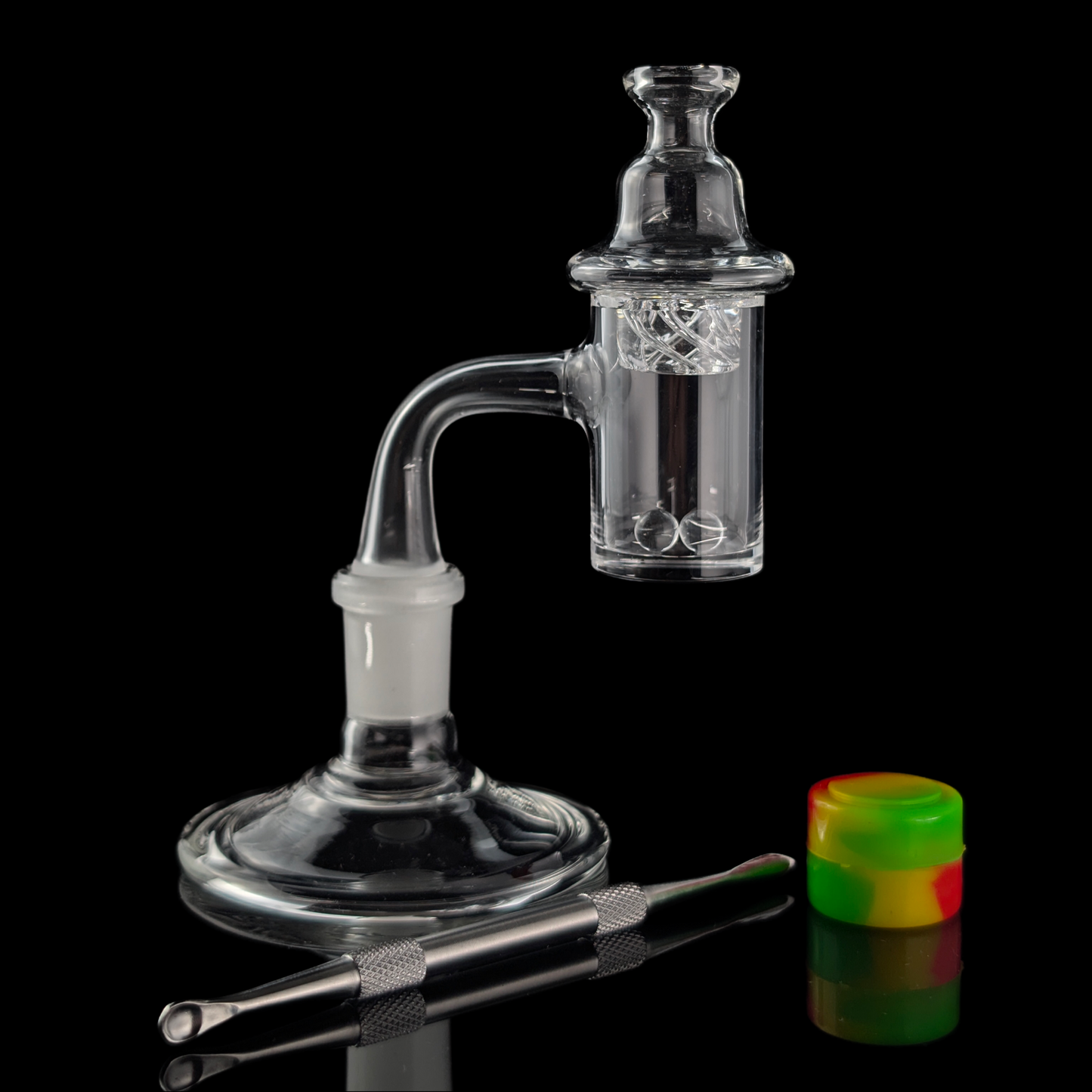Full Weld Quartz Banger Kit w/Dabber, Pearls, Spinning Cap, Cotton Tips & 2g Silicone Puck