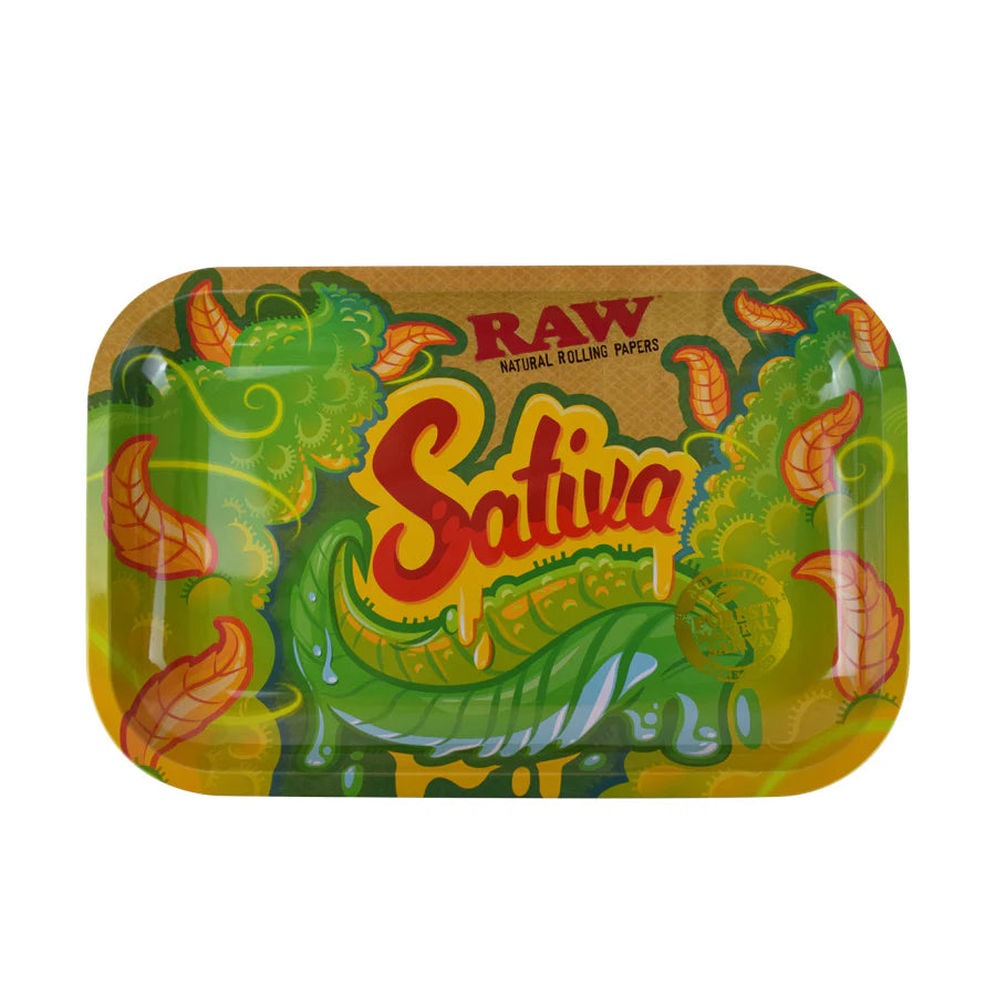 RAW Sativa Rolling Tray Metal Small 27.5x17.5cm