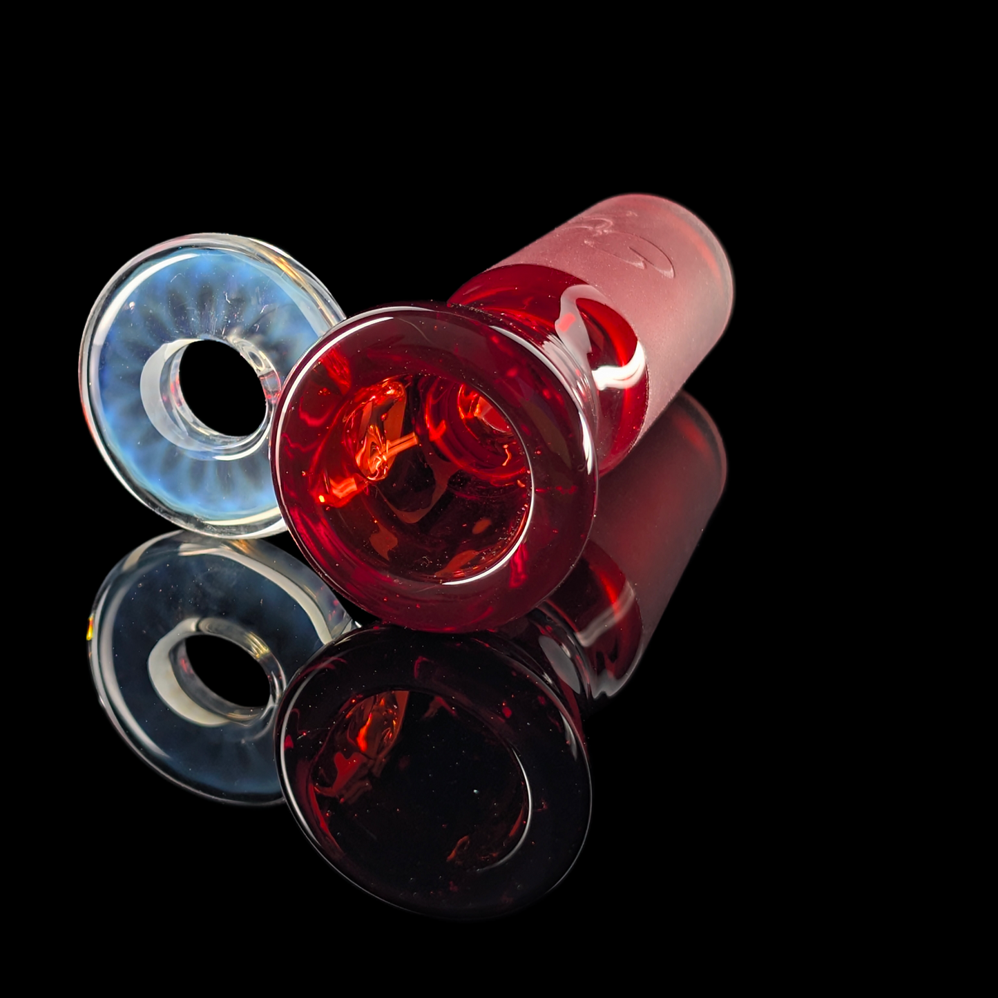 Fully Worked Restriction Slide w/ Fumicello Donut by Empirical Glass 18mm Pomegranate