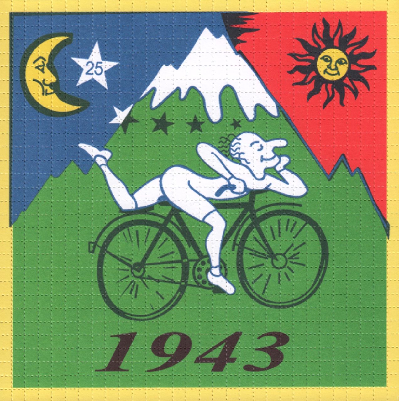 Framed Albert Hofmann Classic Bike Ride 1943 Green 19cm x 19cm Blotter Art