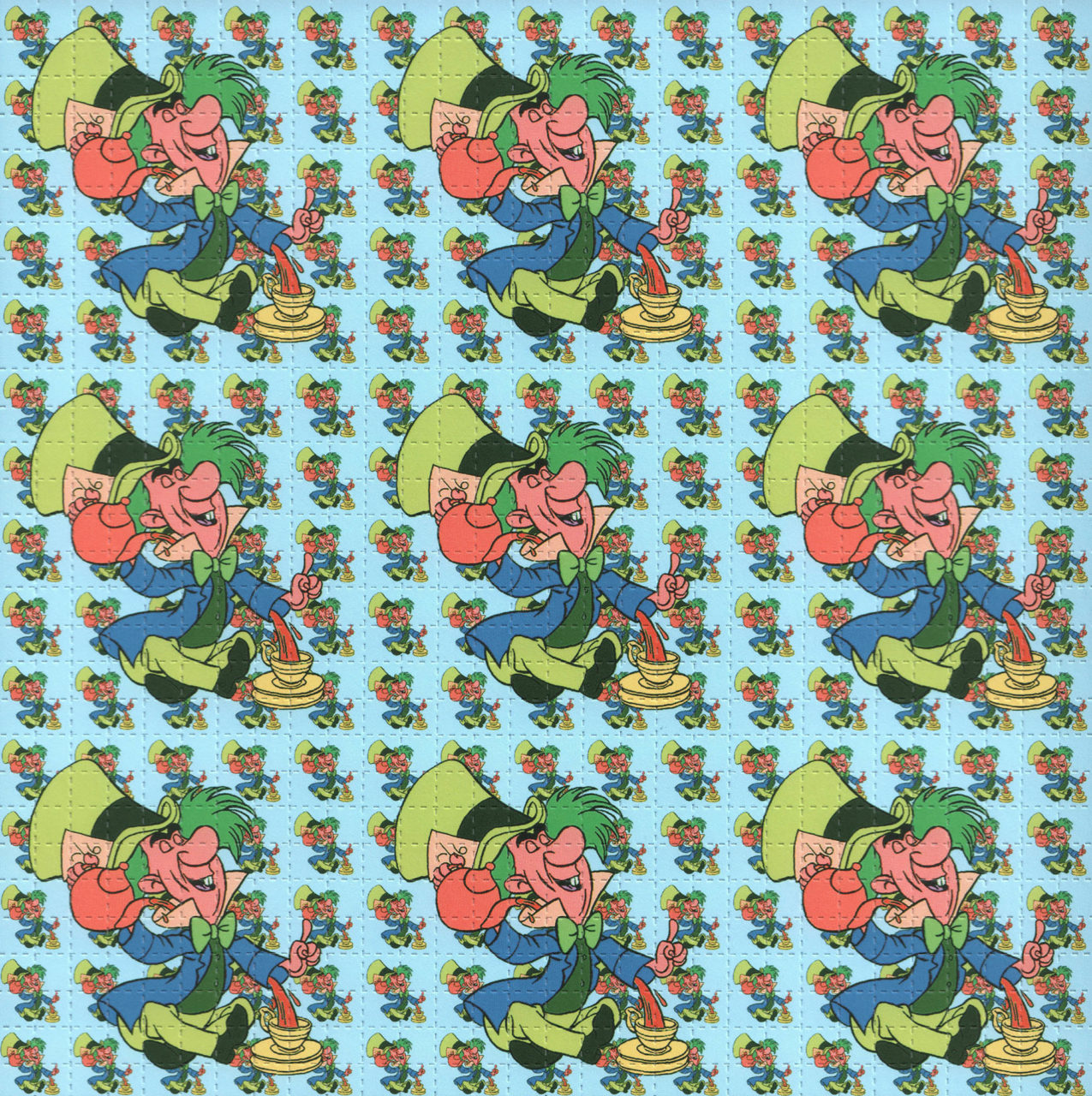 Framed Mad Hatter Blue 9 panel 19cm x 19cm Blotter Art