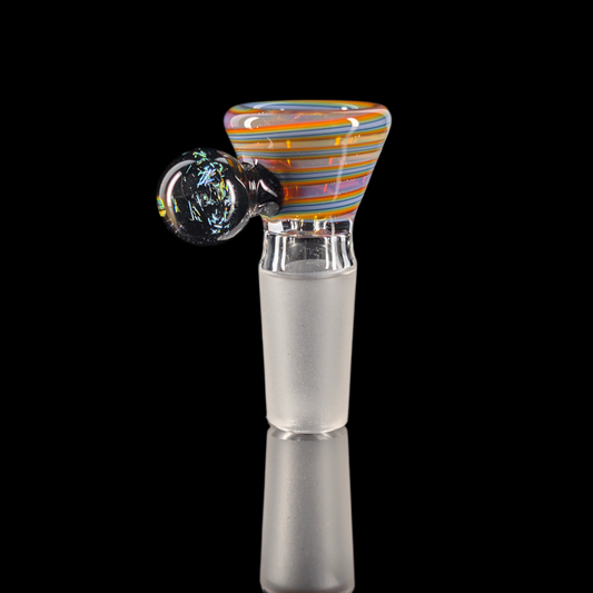 Spiral Restriction Slide w/ Dichro Marble 14mm by Empirical Glass Purple