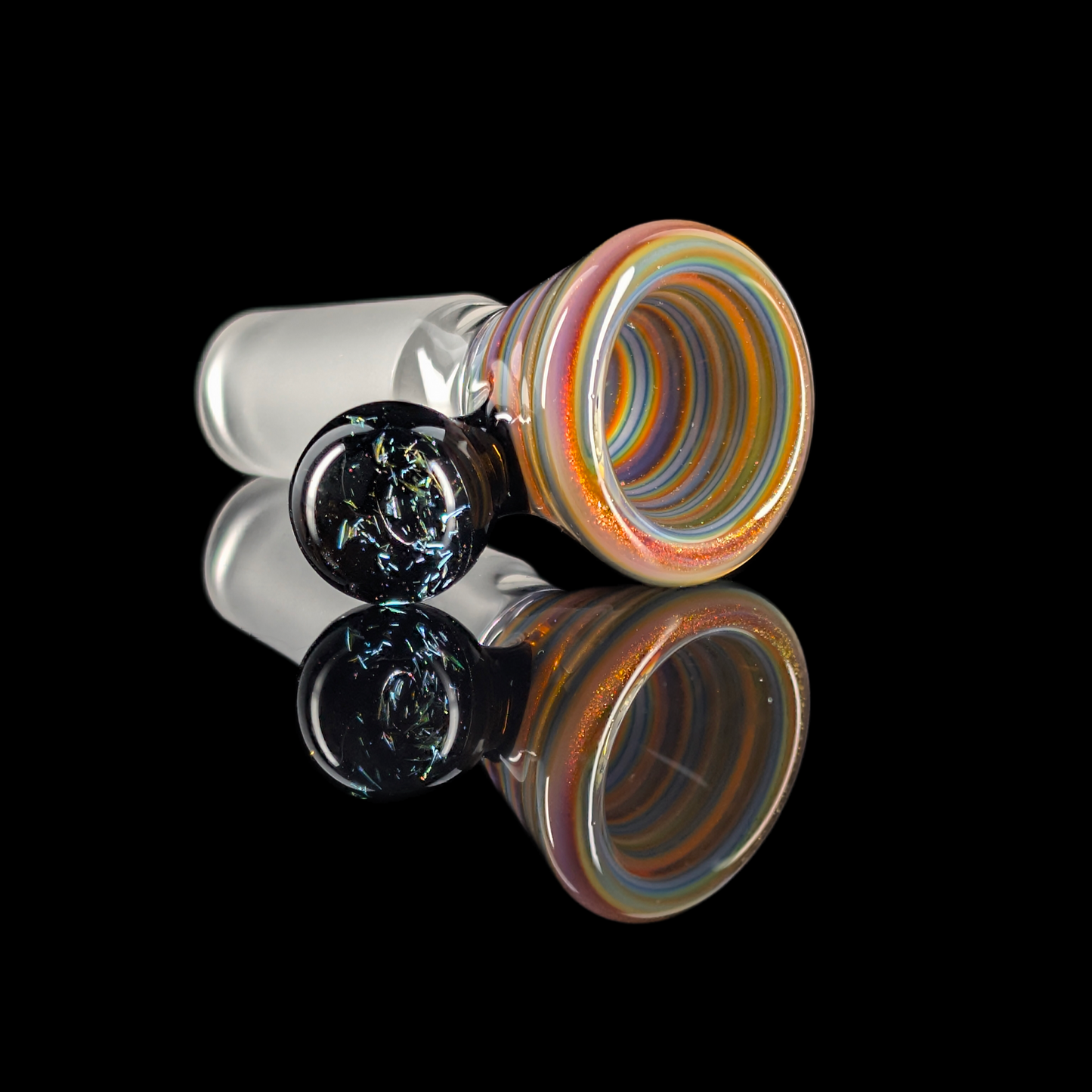 Spiral Restriction Slide w/ Dichro Marble 14mm by Empirical Glass Purple