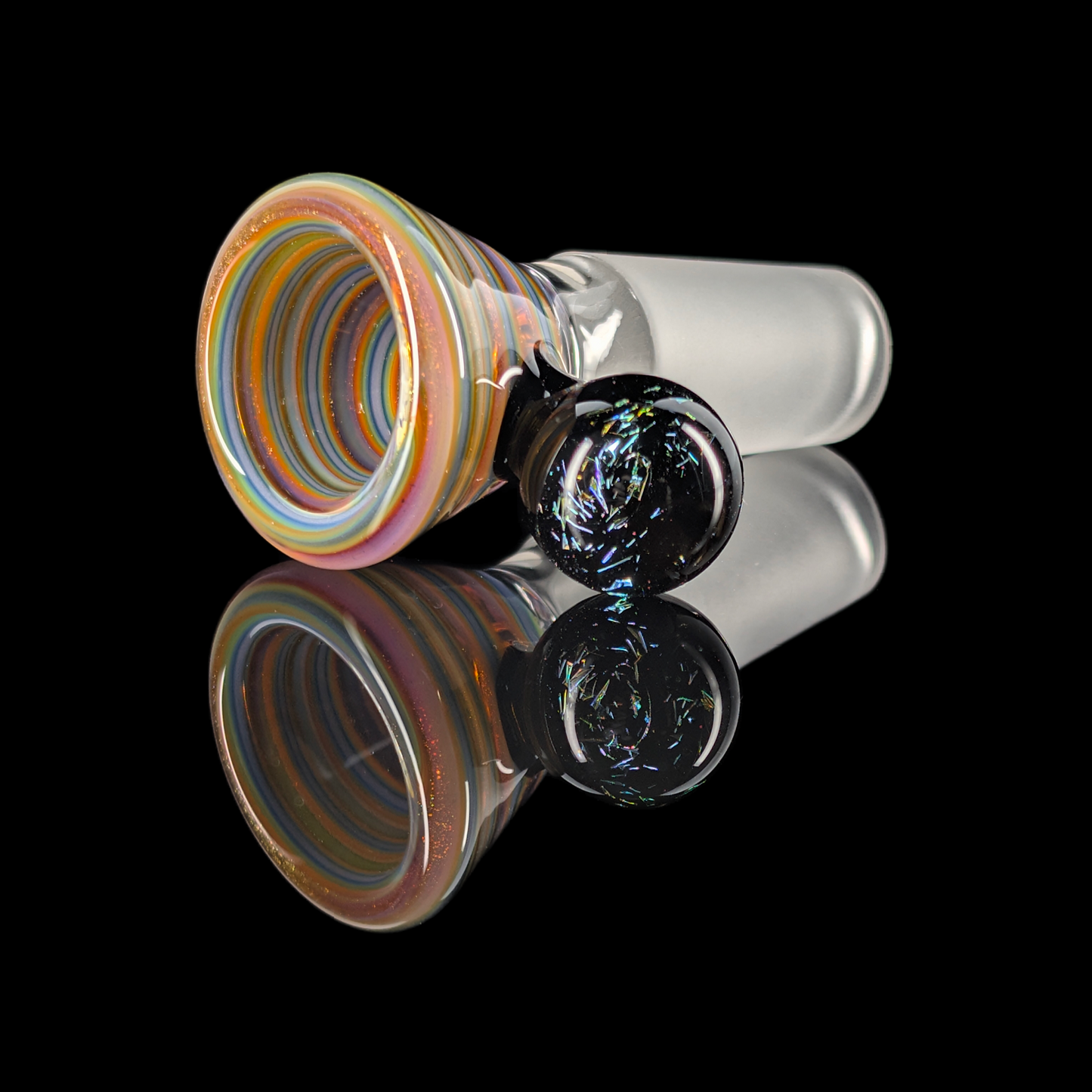 Spiral Restriction Slide w/ Dichro Marble 14mm by Empirical Glass Purple