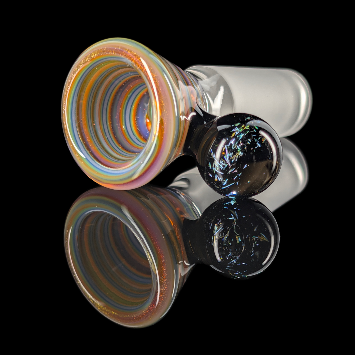 Spiral Restriction Slide w/ Dichro Marble 14mm by Empirical Glass Purple