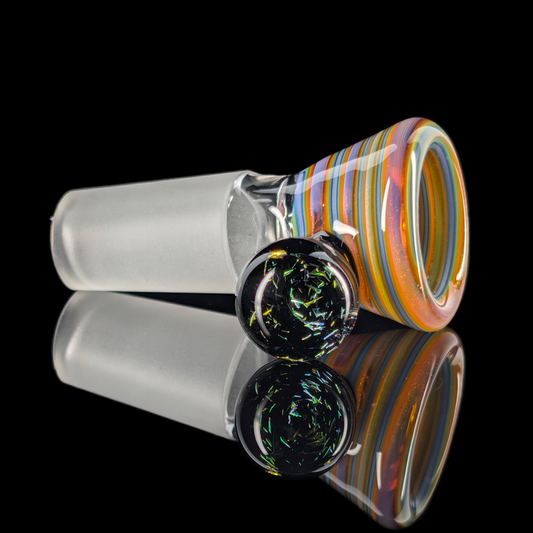 Spiral Restriction Slide w/ Dichro Marble 14mm by Empirical Glass Purple