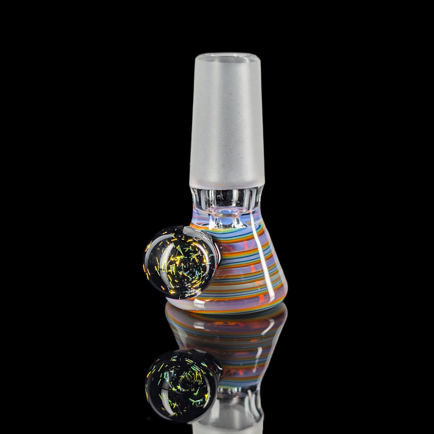 Spiral Restriction Slide w/ Dichro Marble 14mm by Empirical Glass Purple