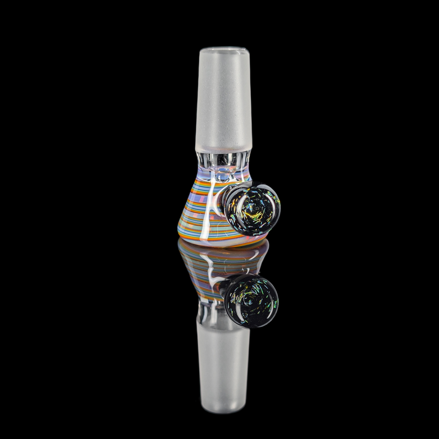 Spiral Restriction Slide w/ Dichro Marble 14mm by Empirical Glass Purple