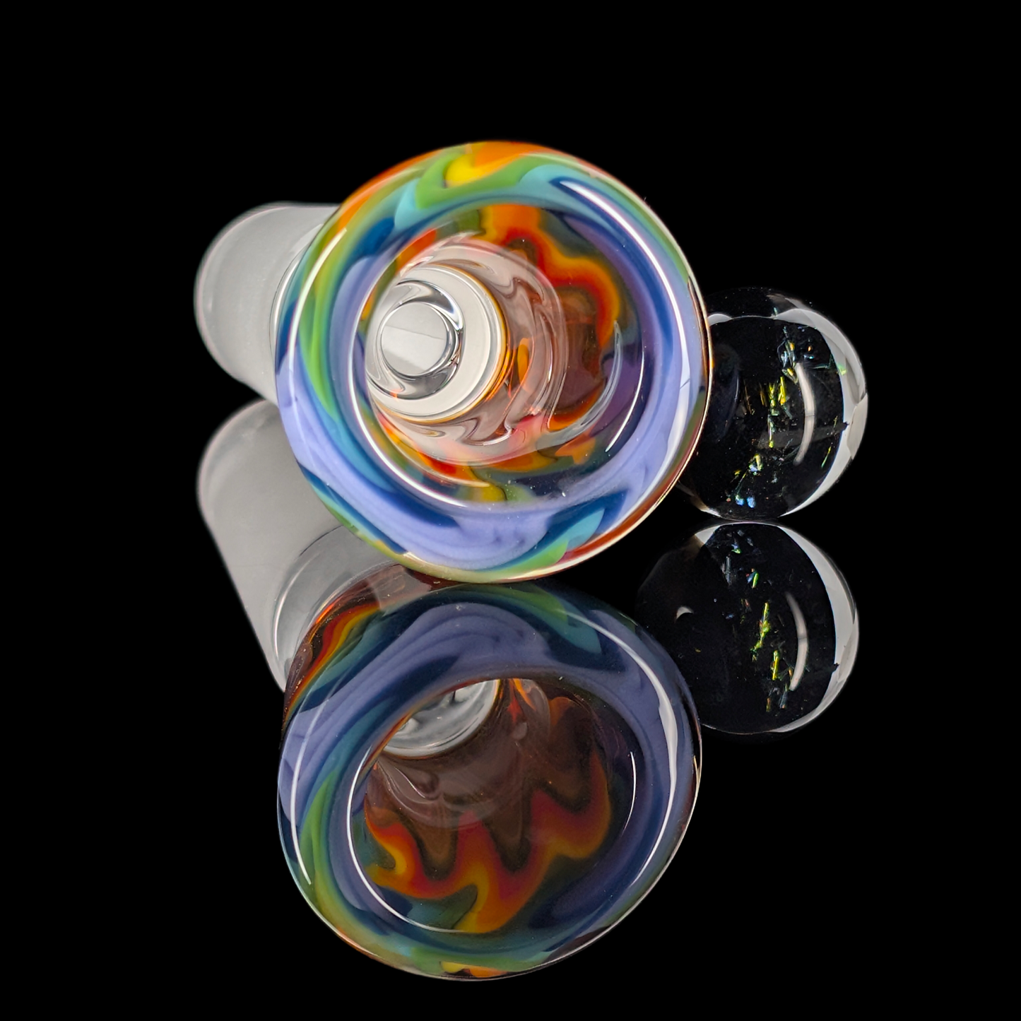 Wig Wag Restriction Slide w/ Dichro Marble 14mm by Empirical Glass Purple/Red/Yellow/Green