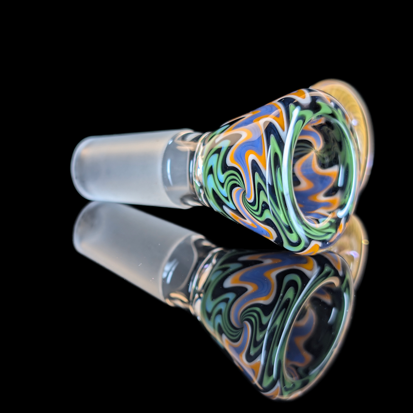 Empirical Glass Wig Wag Restriction Slide w/ Fumicello Donut 14mm Green/Black/Purple/Green