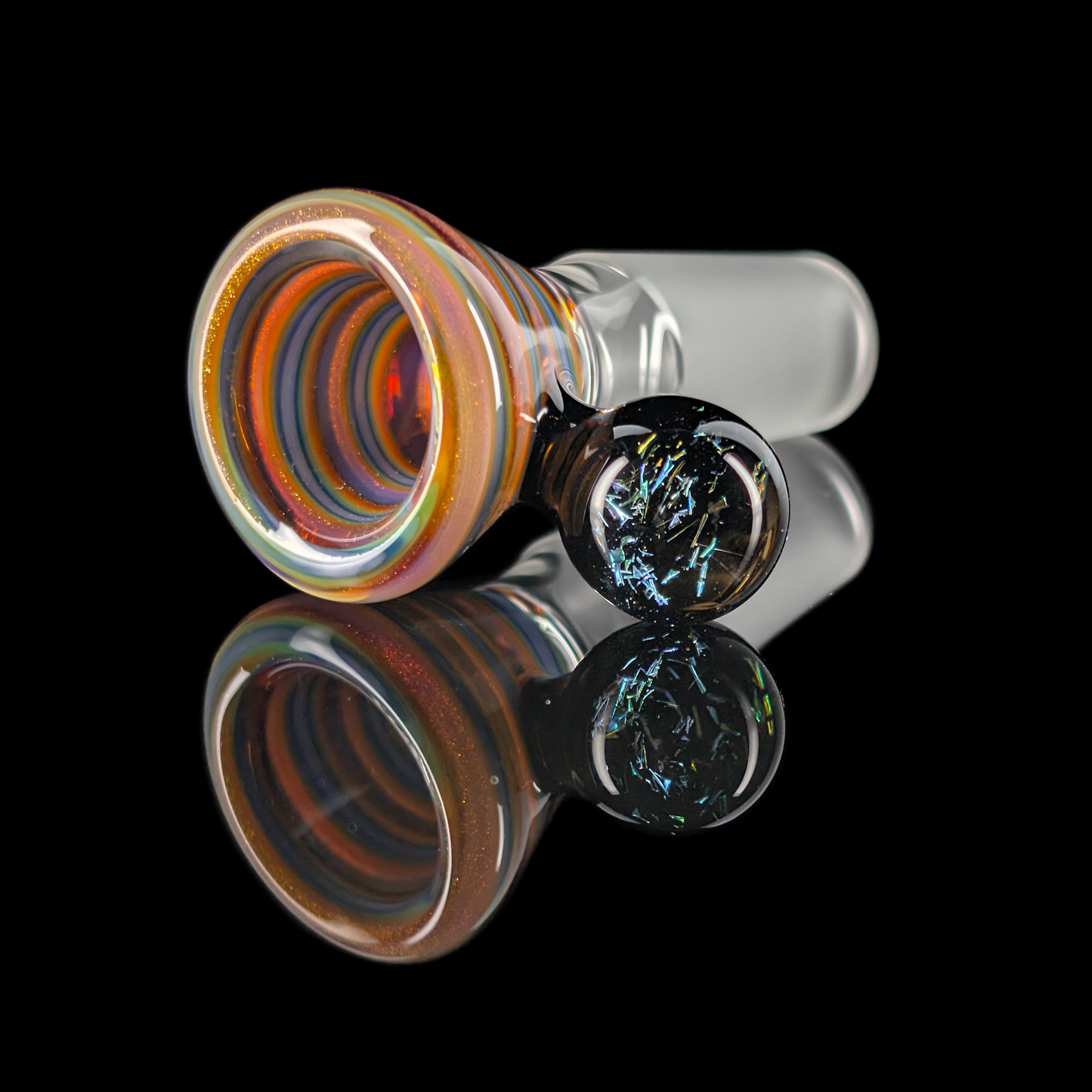 Spiral Restriction Slide w/ Dichro Marble 14mm by Empirical Glass Purple