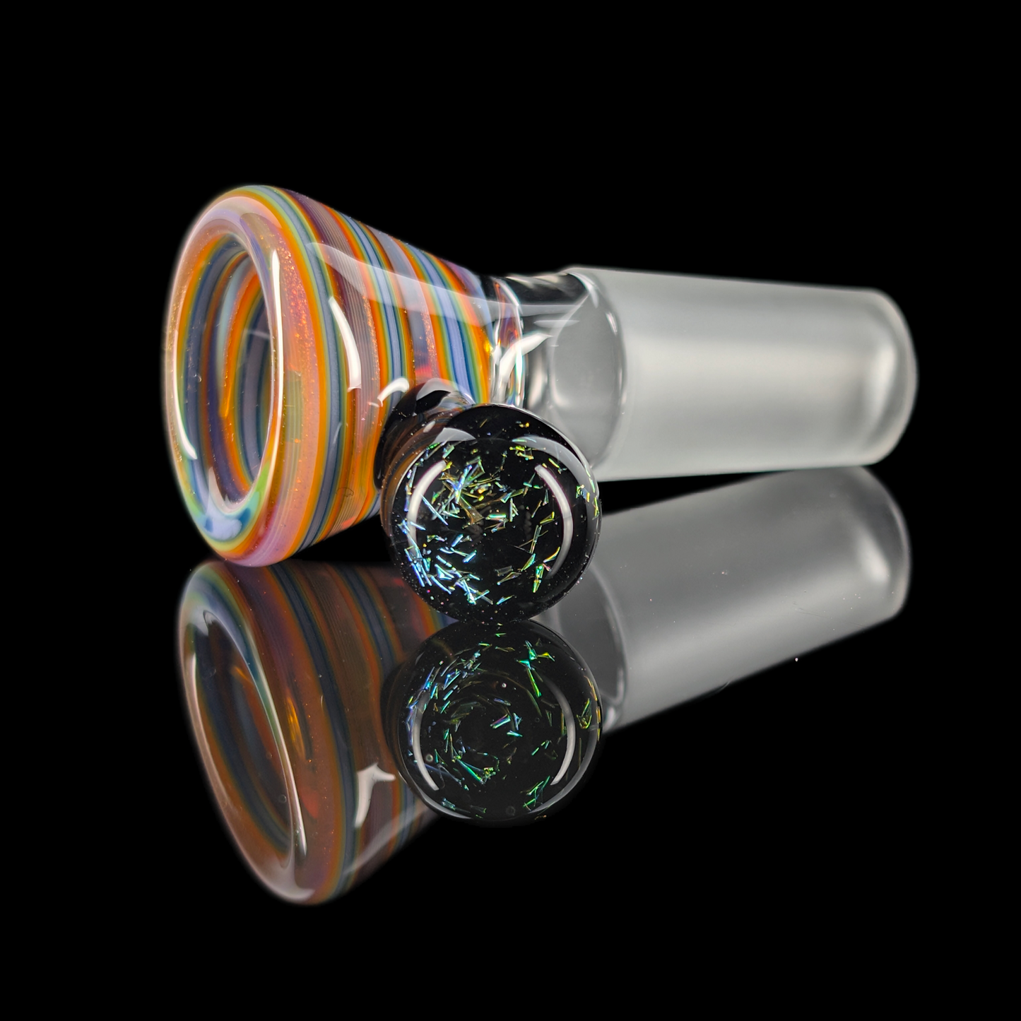 Spiral Restriction Slide w/ Dichro Marble 14mm by Empirical Glass Purple