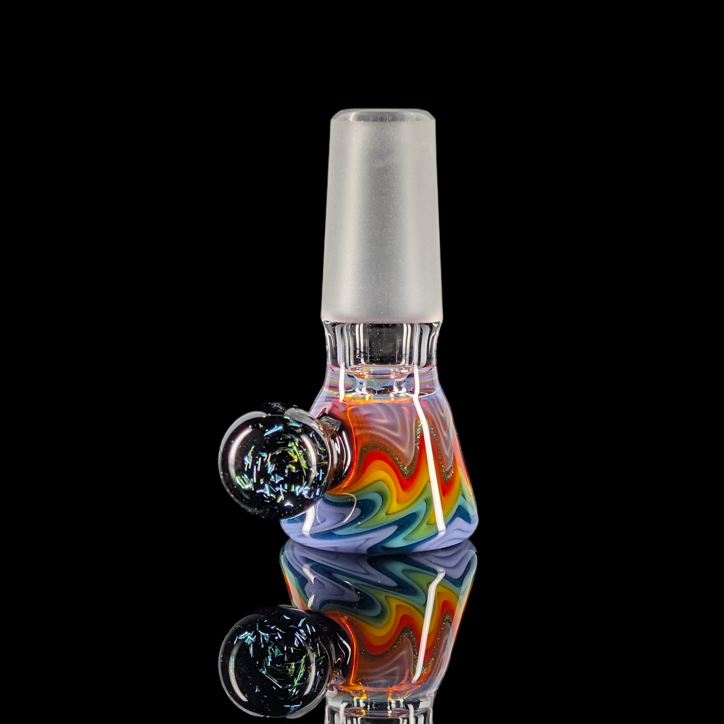 Wig Wag Restriction Slide w/ Dichro Marble 14mm by Empirical Glass Purple/Red/Yellow/Green