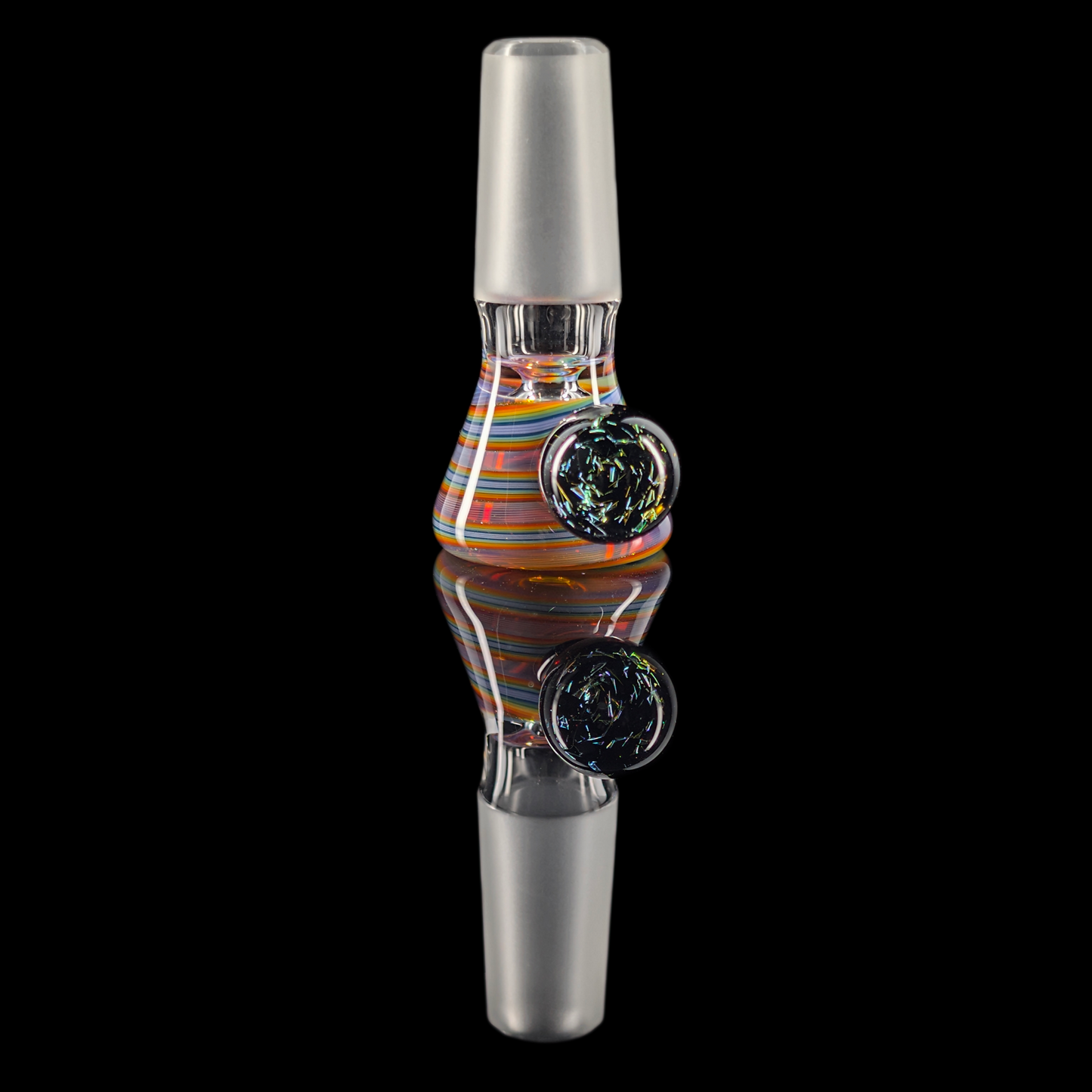 Spiral Restriction Slide w/ Dichro Marble 14mm by Empirical Glass Purple