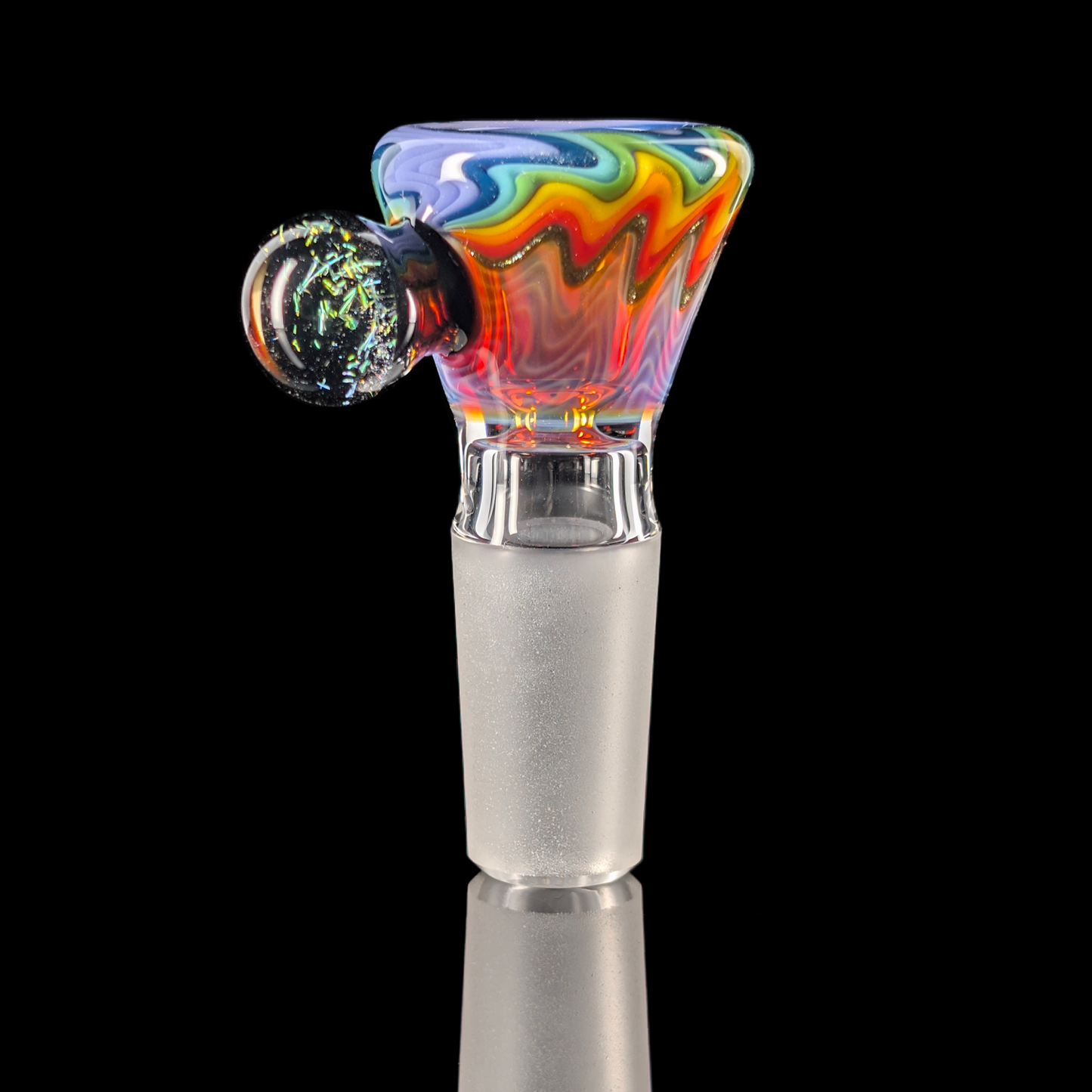 Wig Wag Restriction Slide w/ Dichro Marble 14mm by Empirical Glass Purple/Red/Yellow/Green