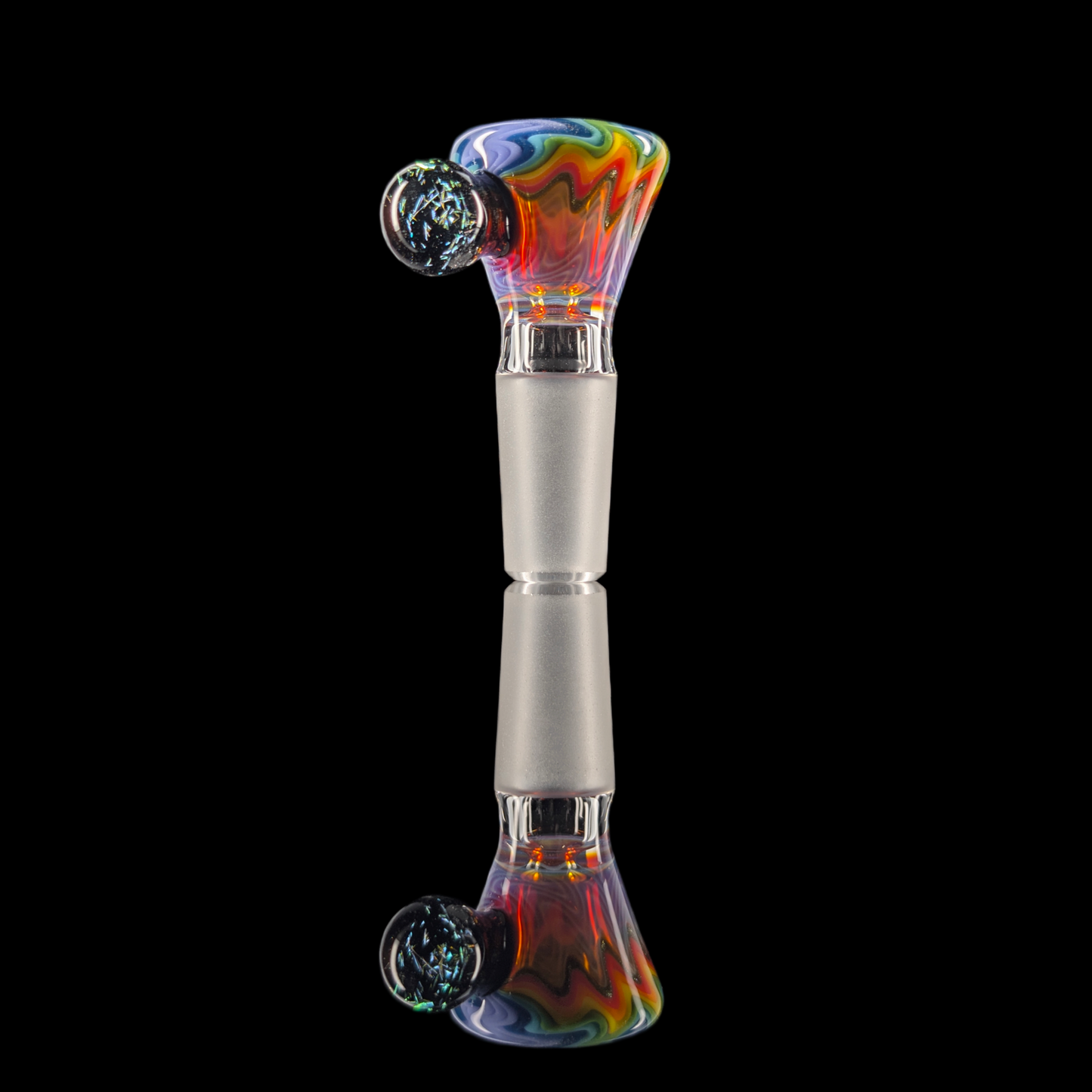 Wig Wag Restriction Slide w/ Dichro Marble 14mm by Empirical Glass Purple/Red/Yellow/Green