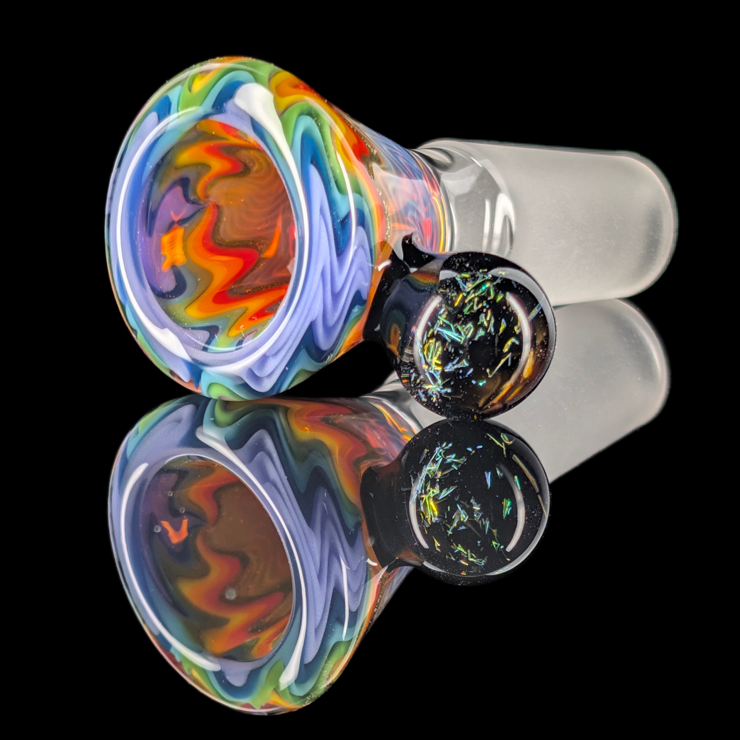 Wig Wag Restriction Slide w/ Dichro Marble 14mm by Empirical Glass Purple/Red/Yellow/Green