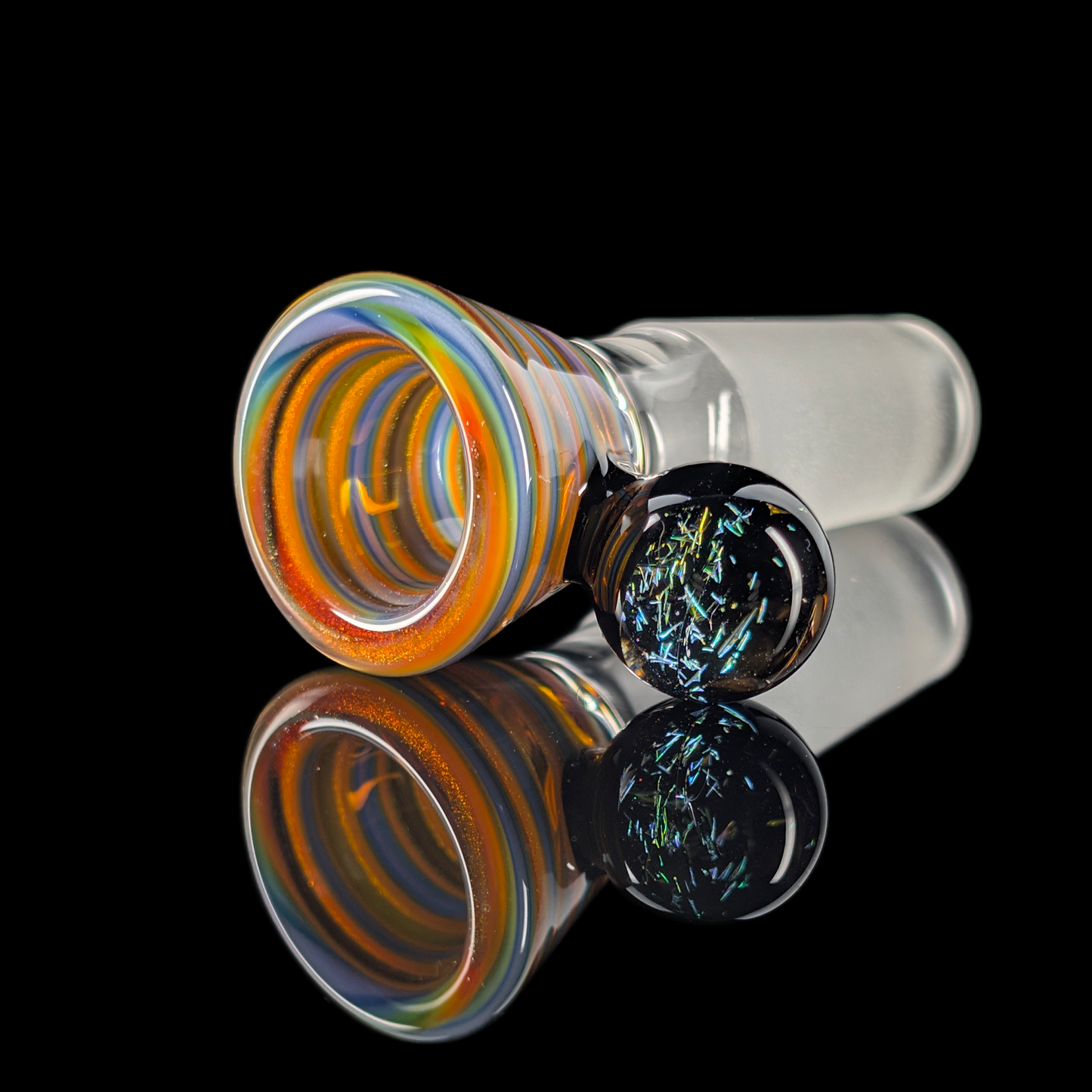 Spiral Restriction Slide w/ Dichro Marble 14mm by Empirical Glass Purple