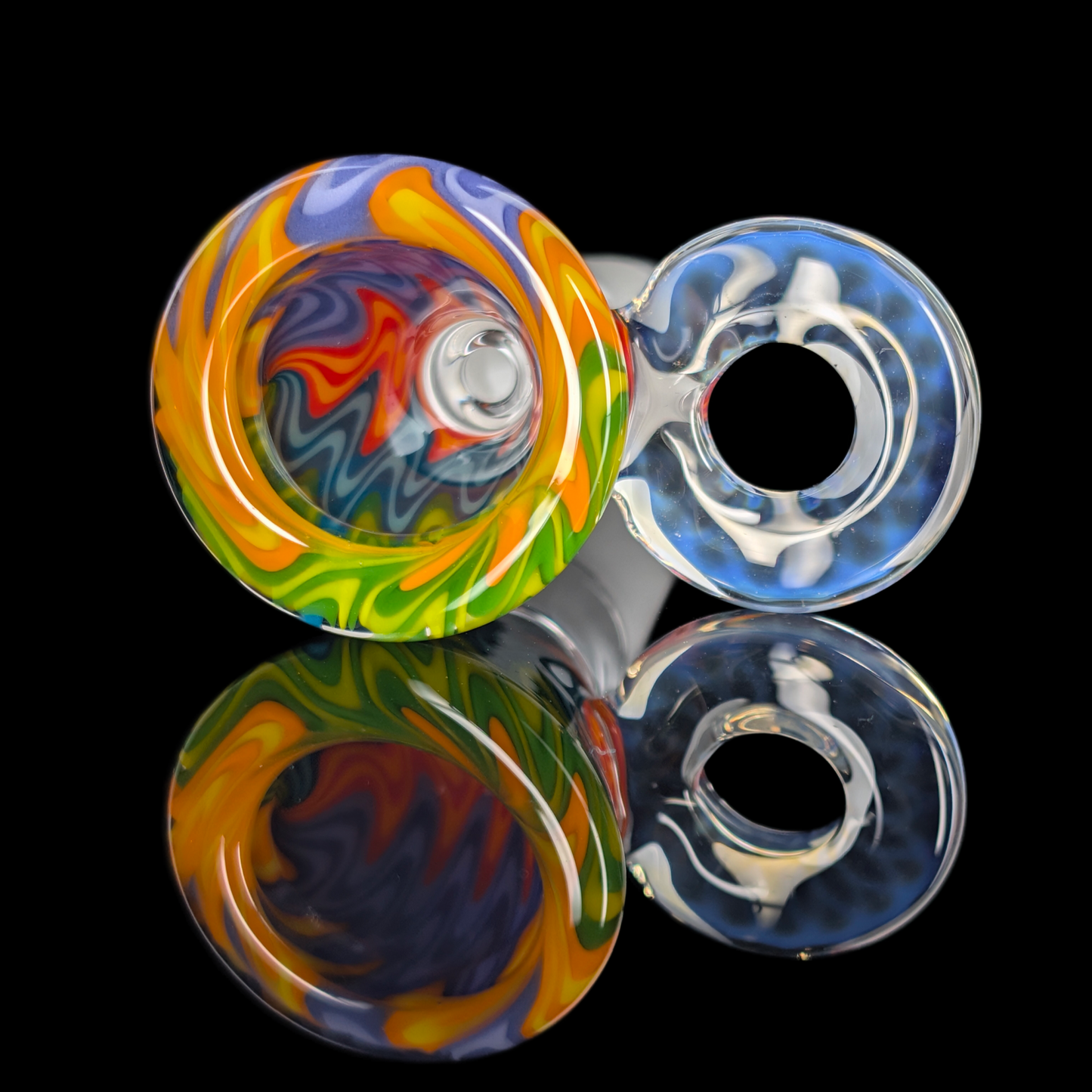 Empirical Glass Wig Wag Restriction Slide w/ Fumicello Donut 14mm Orange/Blue/Yellow/Green