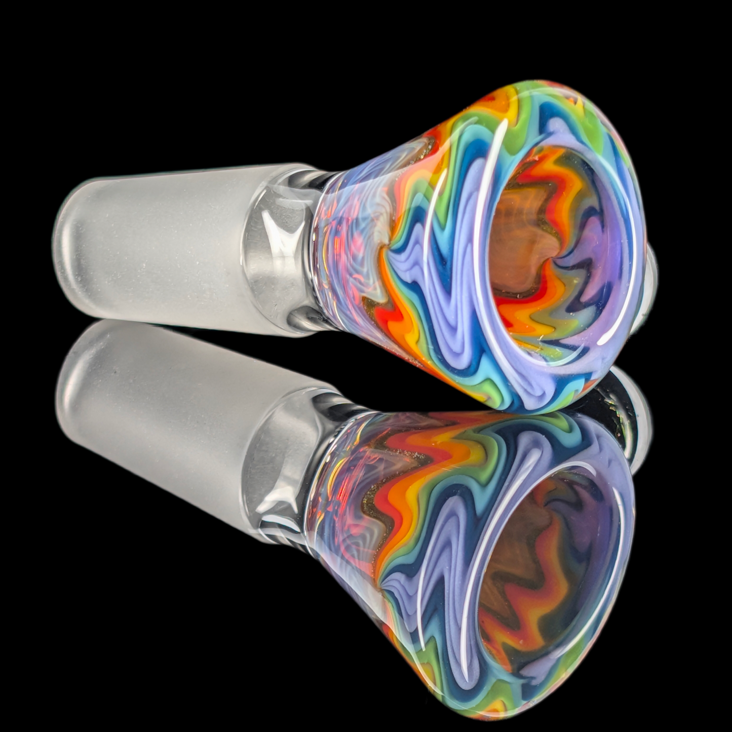 Wig Wag Restriction Slide w/ Dichro Marble 14mm by Empirical Glass Purple/Red/Yellow/Green