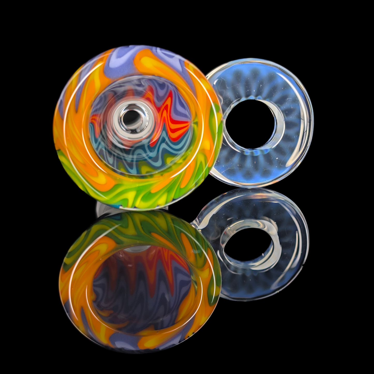 Empirical Glass Wig Wag Restriction Slide w/ Fumicello Donut 14mm Orange/Blue/Yellow/Green