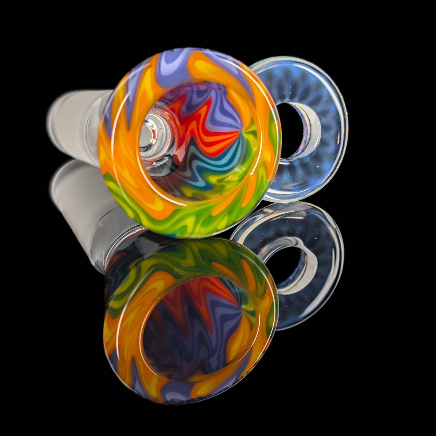 Empirical Glass Wig Wag Restriction Slide w/ Fumicello Donut 14mm Orange/Blue/Yellow/Green