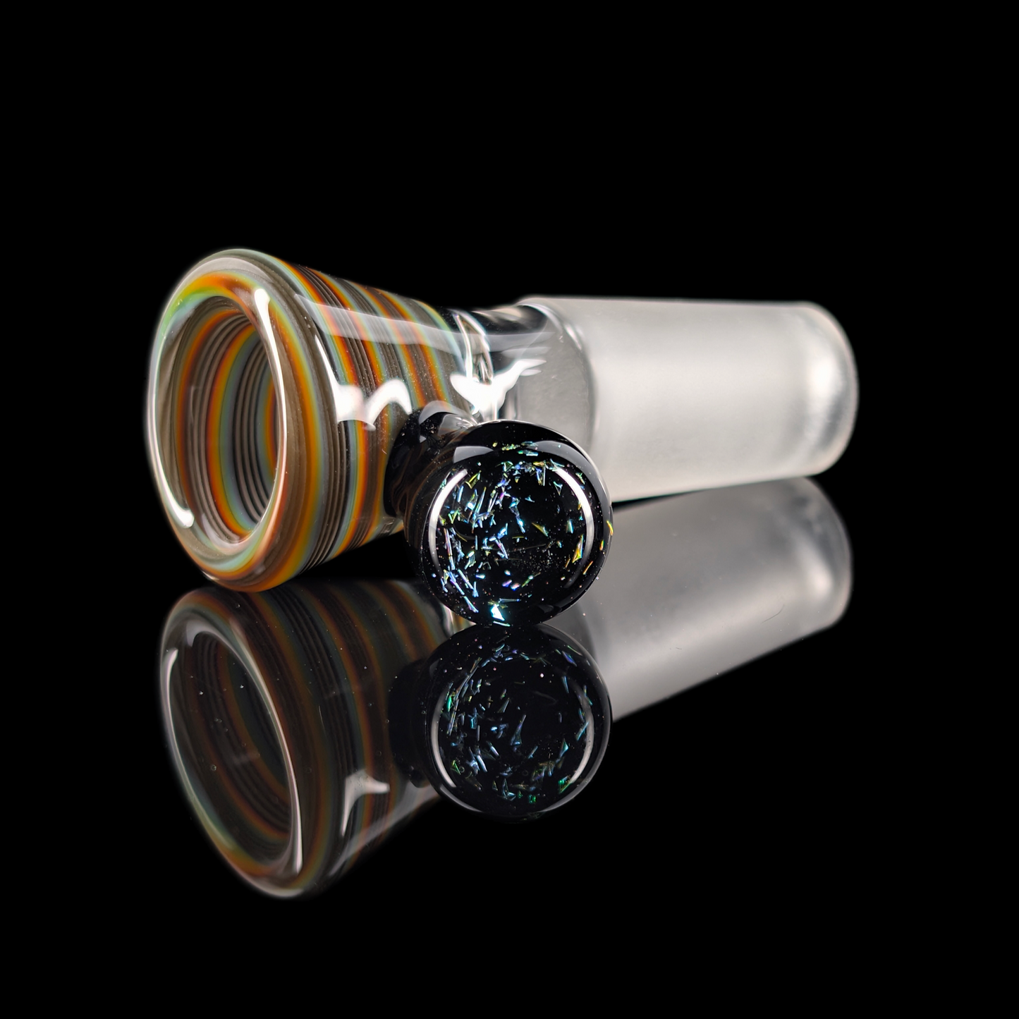 Spiral Restriction Slide w/ Dichro Marble 14mm by Empirical Glass Black