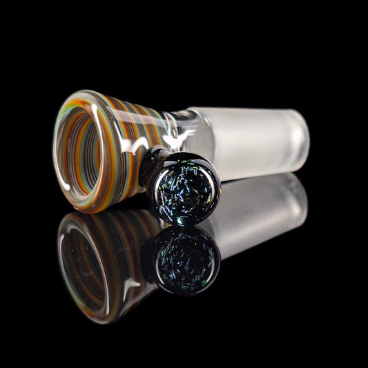 Spiral Restriction Slide w/ Dichro Marble 14mm by Empirical Glass Black