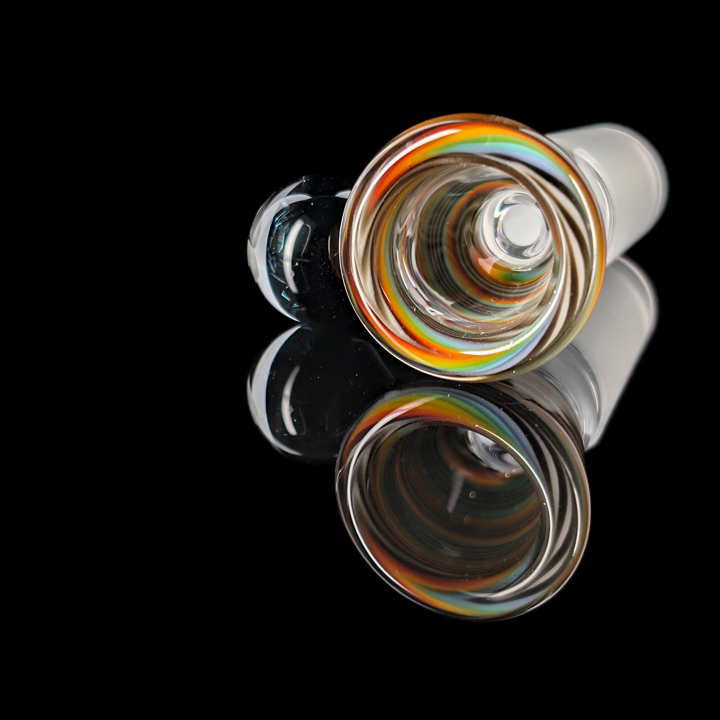 Spiral Restriction Slide w/ Dichro Marble 14mm by Empirical Glass Black