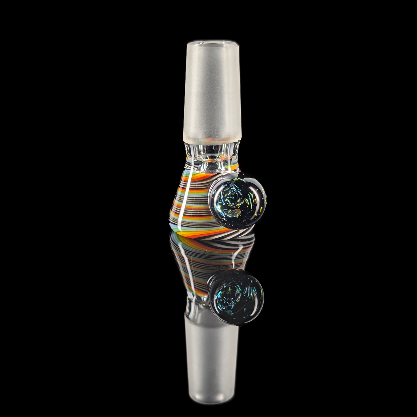 Spiral Restriction Slide w/ Dichro Marble 14mm by Empirical Glass Black