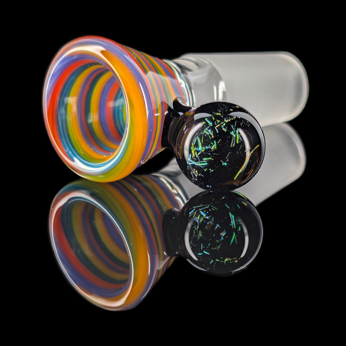 Spiral Restriction Slide w/ Dichro Marble 14mm by Empirical Glass Orange