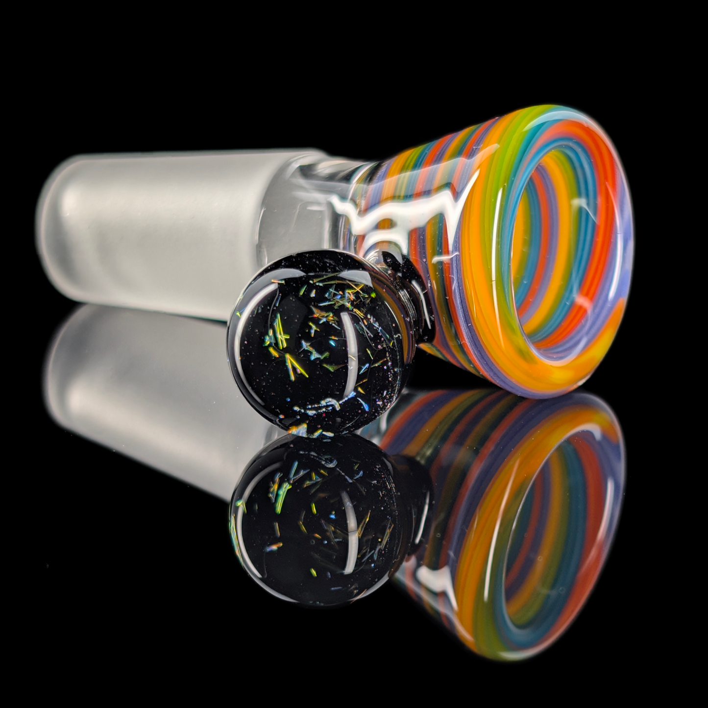 Spiral Restriction Slide w/ Dichro Marble 14mm by Empirical Glass Orange