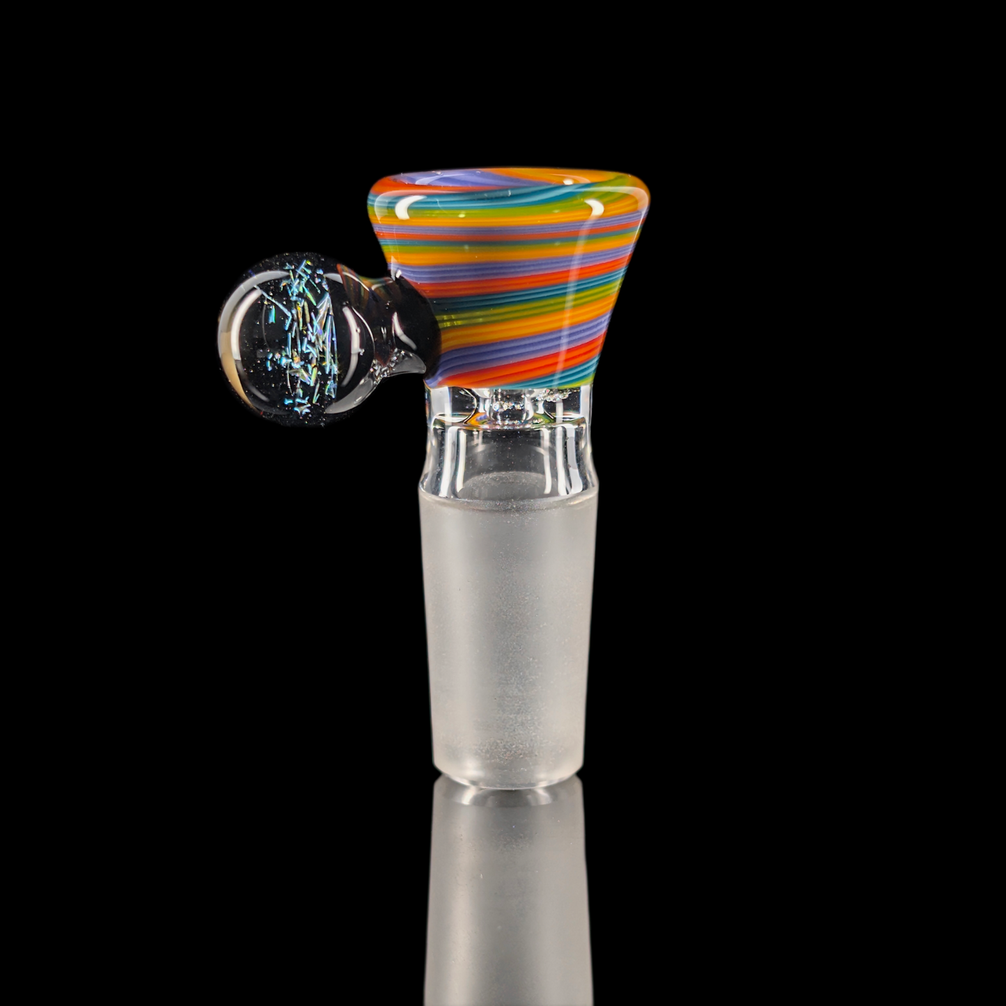 Spiral Restriction Slide w/ Dichro Marble 14mm by Empirical Glass Orange