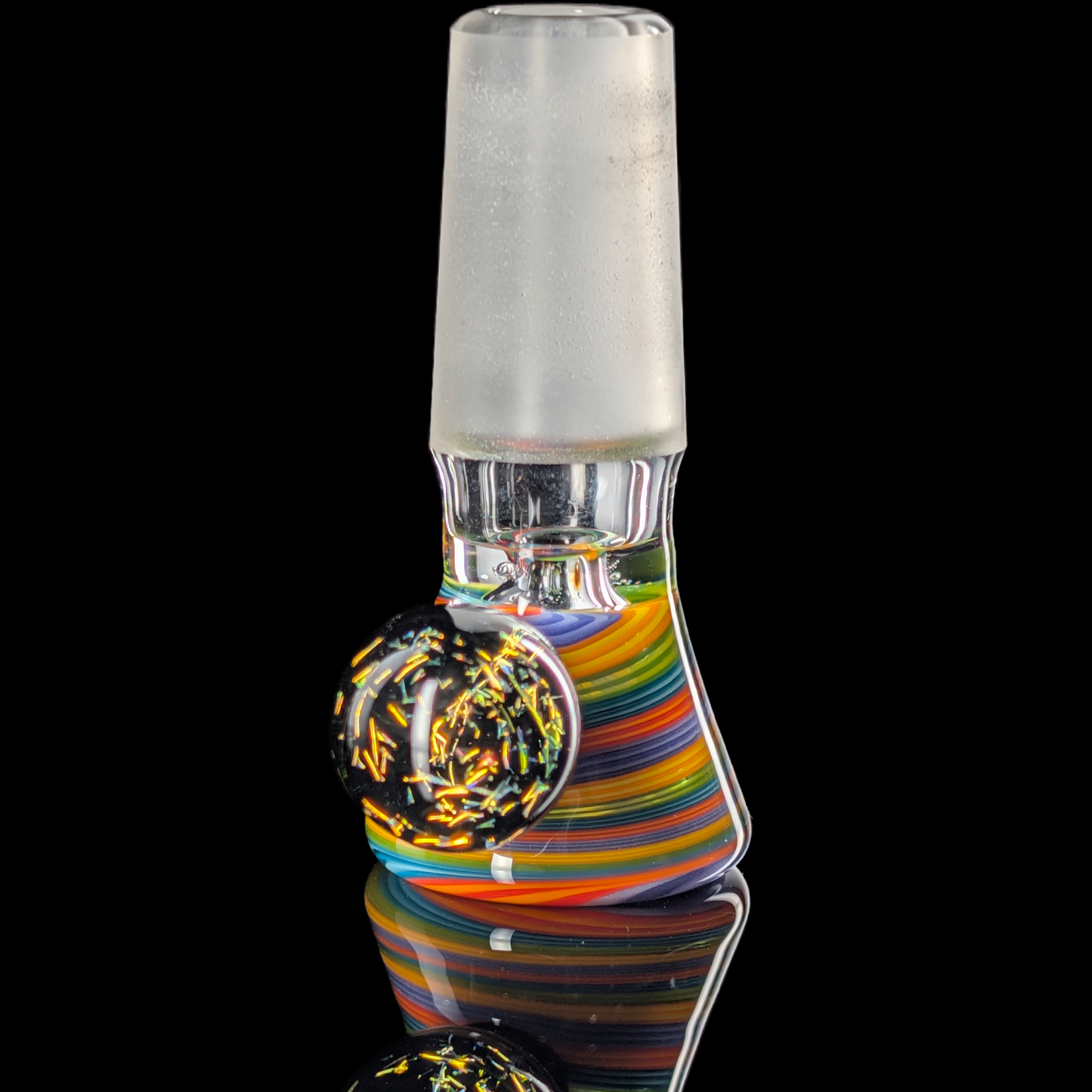 Spiral Restriction Slide w/ Dichro Marble 14mm by Empirical Glass Orange