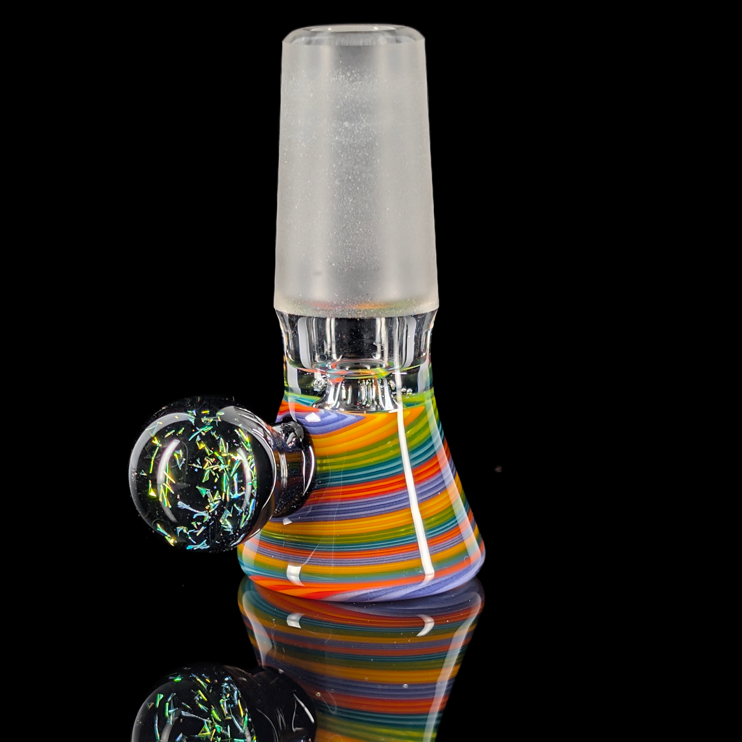 Spiral Restriction Slide w/ Dichro Marble 14mm by Empirical Glass Orange