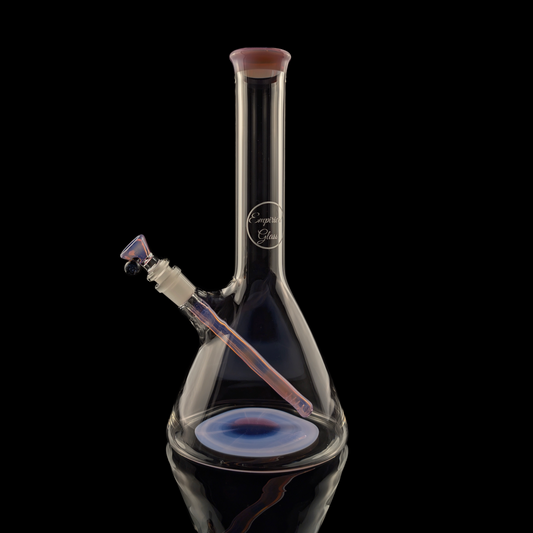 Empirical Glass Fat Bottom Beaker w/ Dense Rose Quartz Lip, Base, Stem & Slide