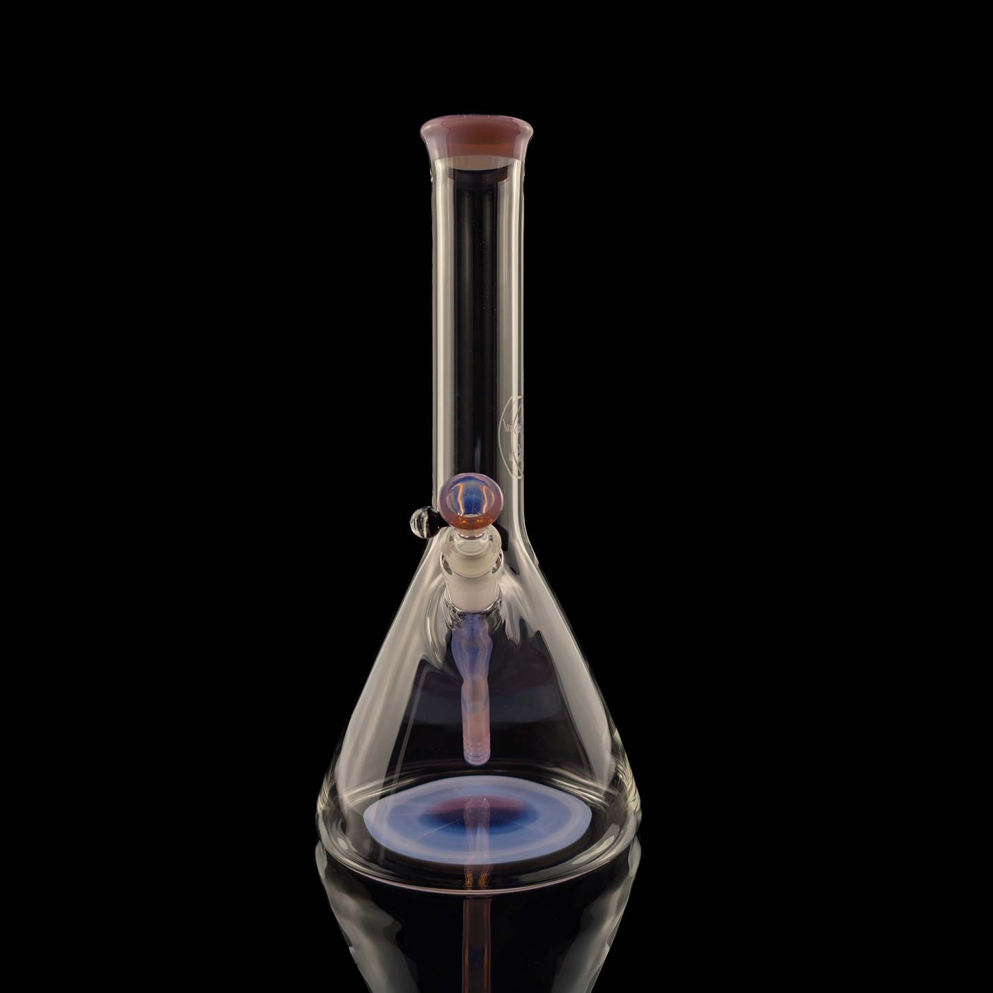 Empirical Glass Fat Bottom Beaker w/ Dense Rose Quartz Lip, Base, Stem & Slide