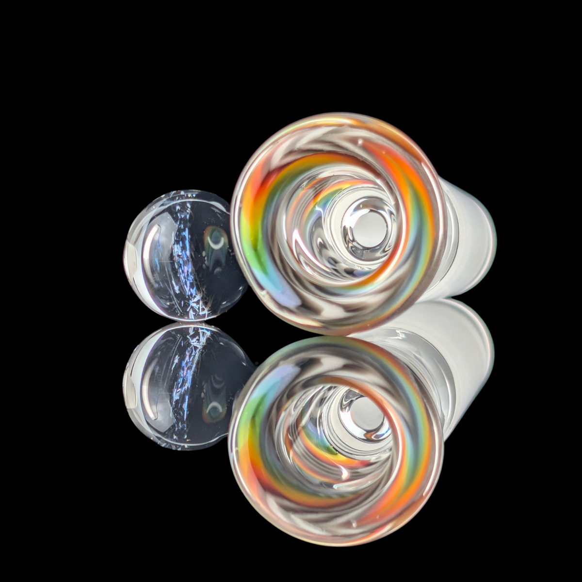 Linework Restriction Slide w/ Dichro Marble 14mm by Empirical Glass