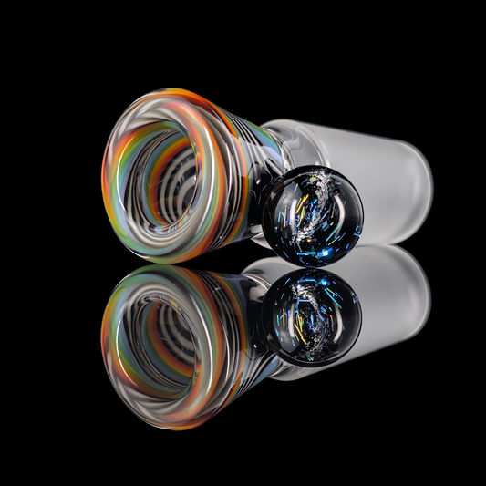 Linework Restriction Slide w/ Dichro Marble 18mm by Empirical Glass