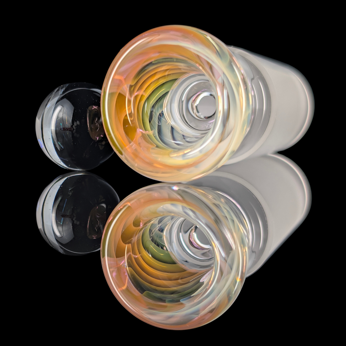 Linework Restriction Slide w/ Dichro Marble 18mm by Empirical Glass