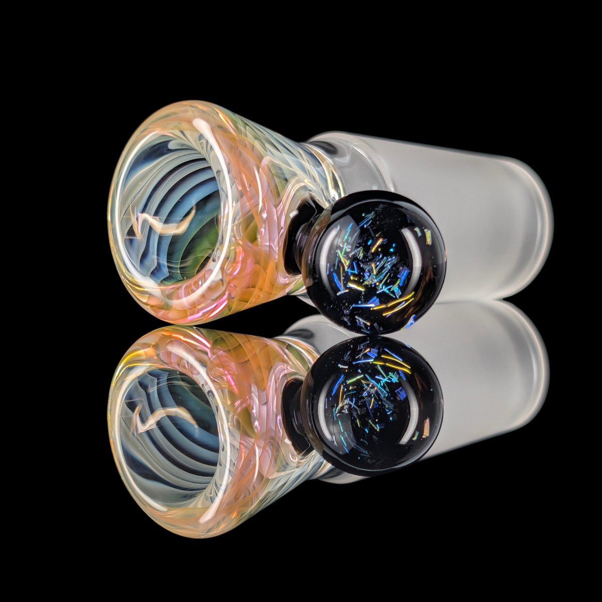 Linework Restriction Slide w/ Dichro Marble 18mm by Empirical Glass