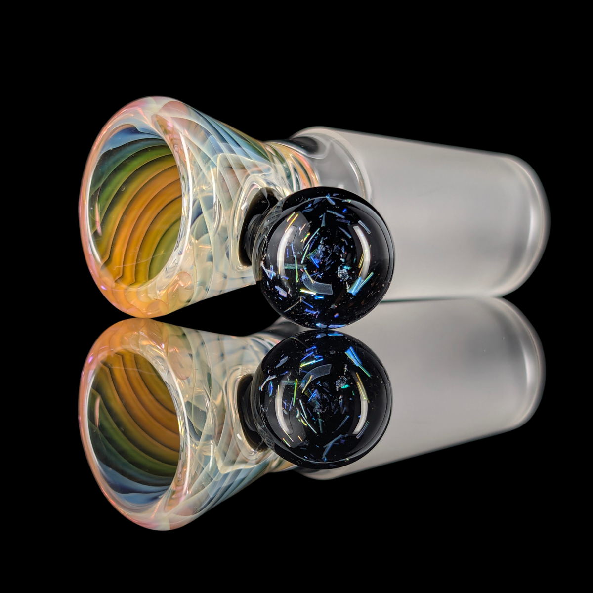 Linework Restriction Slide w/ Dichro Marble 18mm by Empirical Glass