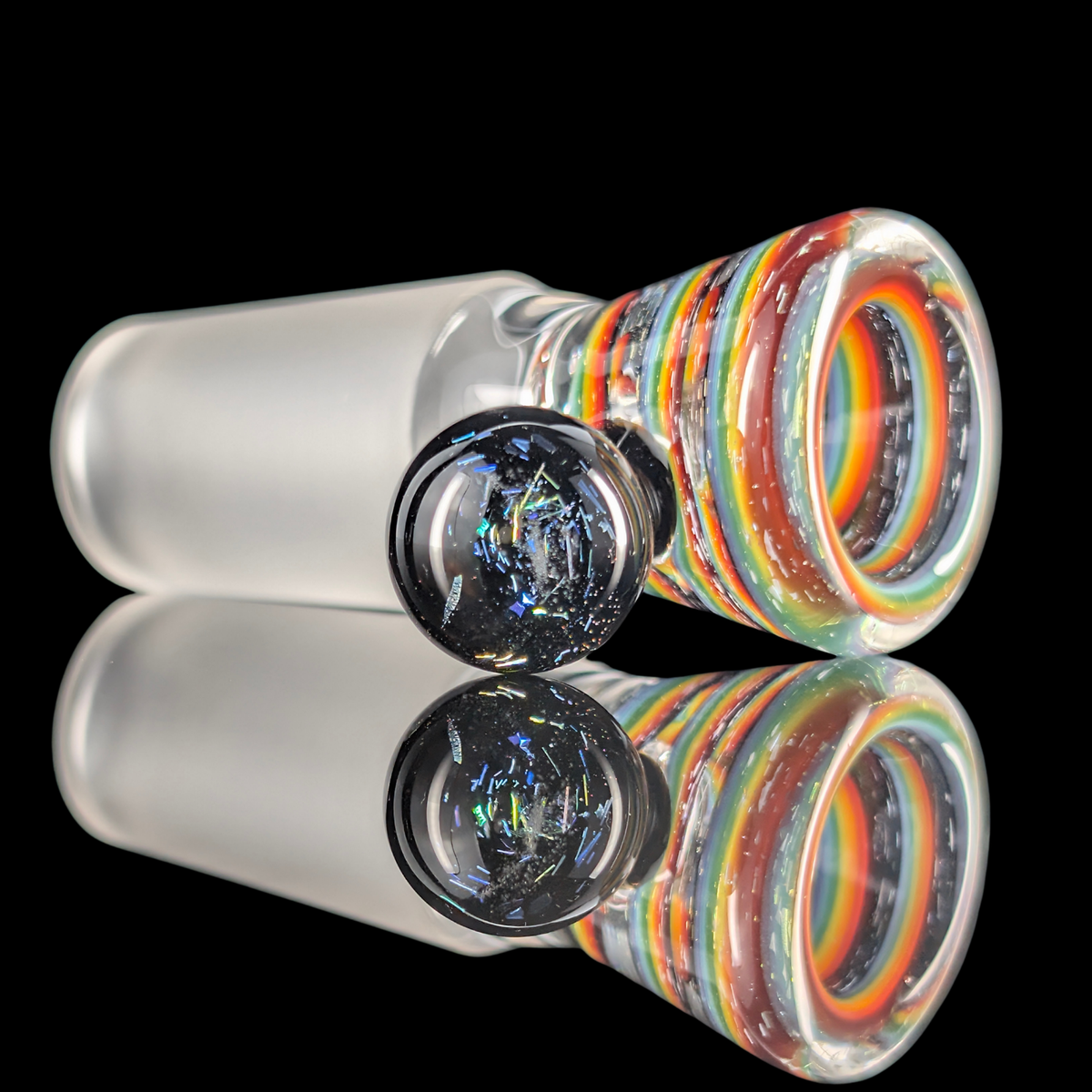 Linework Restriction Slide w/ Dichro Marble 18mm by Empirical Glass