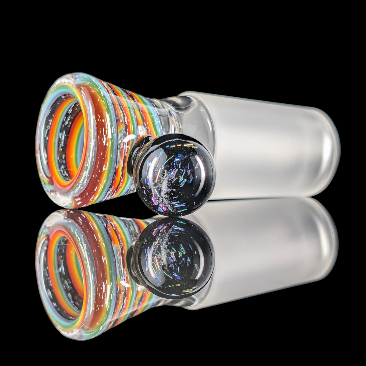 Linework Restriction Slide w/ Dichro Marble 18mm by Empirical Glass