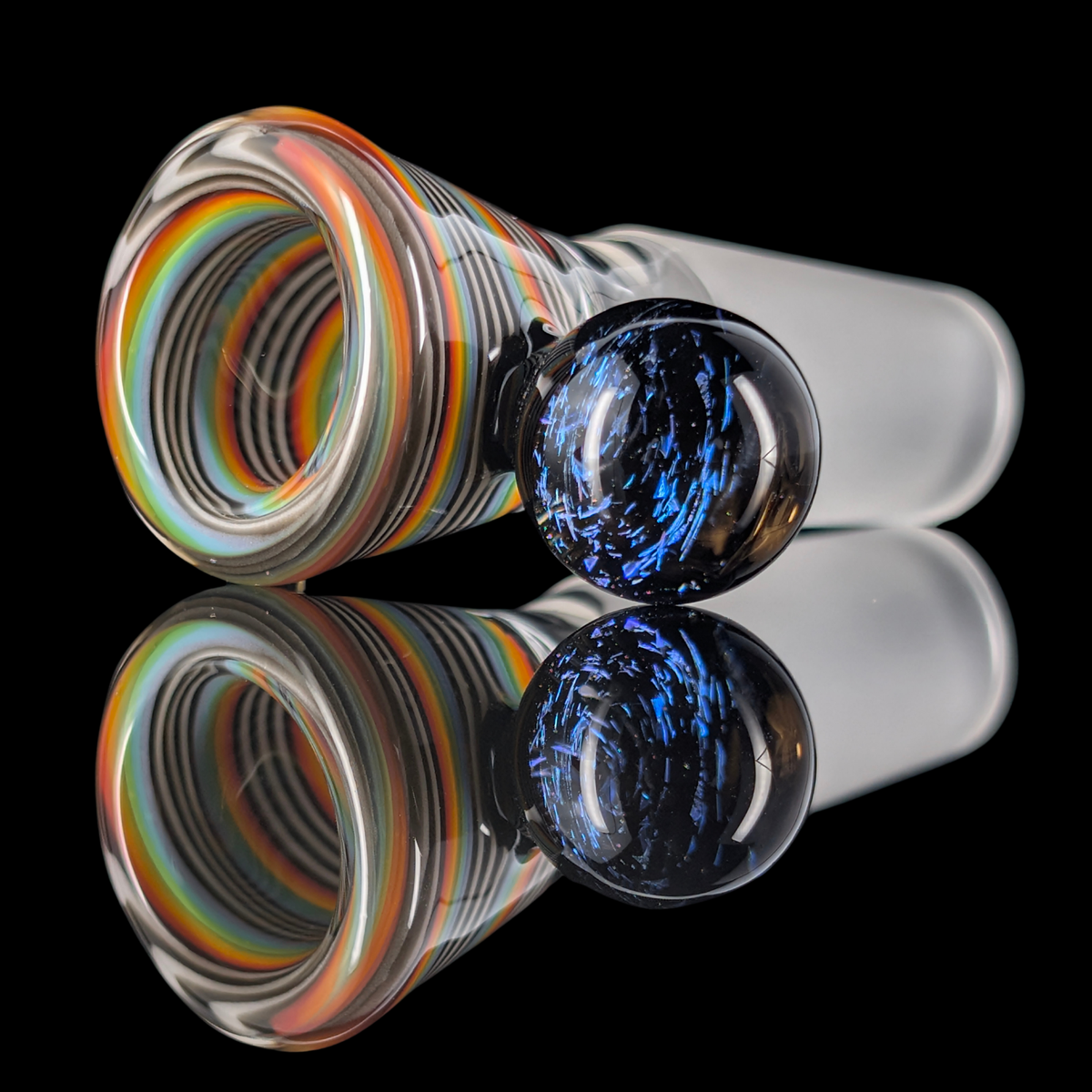 Linework Restriction Slide w/ Dichro Marble 14mm by Empirical Glass